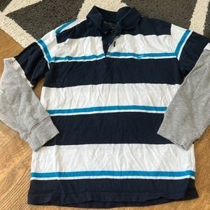 Wrangler Jeans Co long sleeve polo striped little boy shirt C8-0